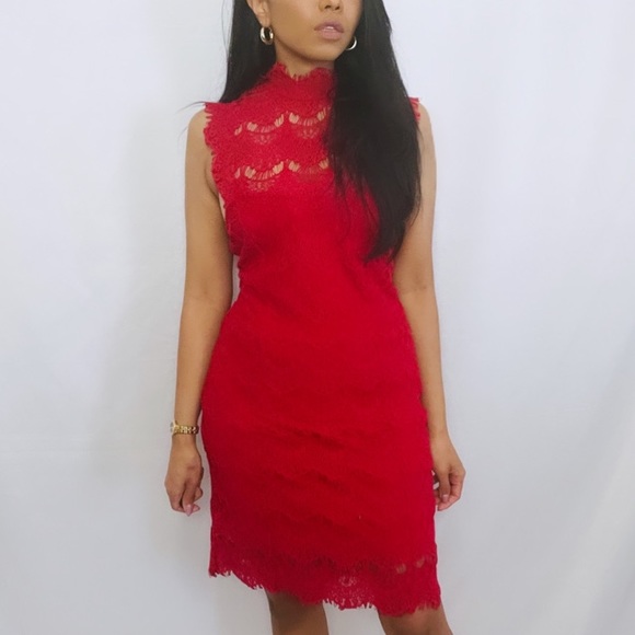 Free People | Red "Daydream" Lace Sleeveless Formal Mini Dress with Open Back L - Picture 11 of 12